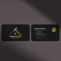 Custom Black + Gold Home Building Construction Lux Business Card