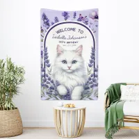 Elegant Lavender and Cat Birthday Banner