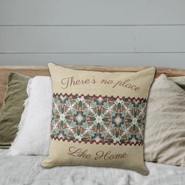 Rustic burlap and flowers throw pillow