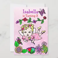 Blonde Haired Caucasian Fairy Birthday Invitation