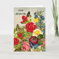 Sympathy Vintage Flowers and Butterflies with Poem Card