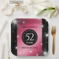 Elegant 52nd Star Ruby Wedding Anniversary Paper Plates