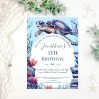 Sea Turtle Under the Sea Ocean Birthday Invitation