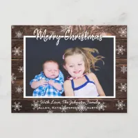 Rustic Wood and Snowflakes Photo Christmas Card