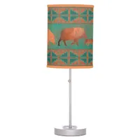 Southwest Cute Javelina Family Copper Teal  Table Lamp