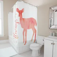 Always Pink Watercolor Doe Deer Shower Curtain