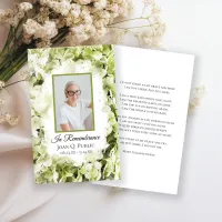 Green Hydrangea Watercolor Funeral Memorial Prayer Business Card