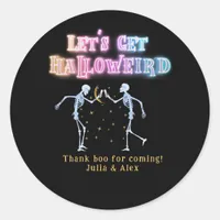 Skull Neon Halloween Halloweird Dancing Skeletons Classic Round Sticker