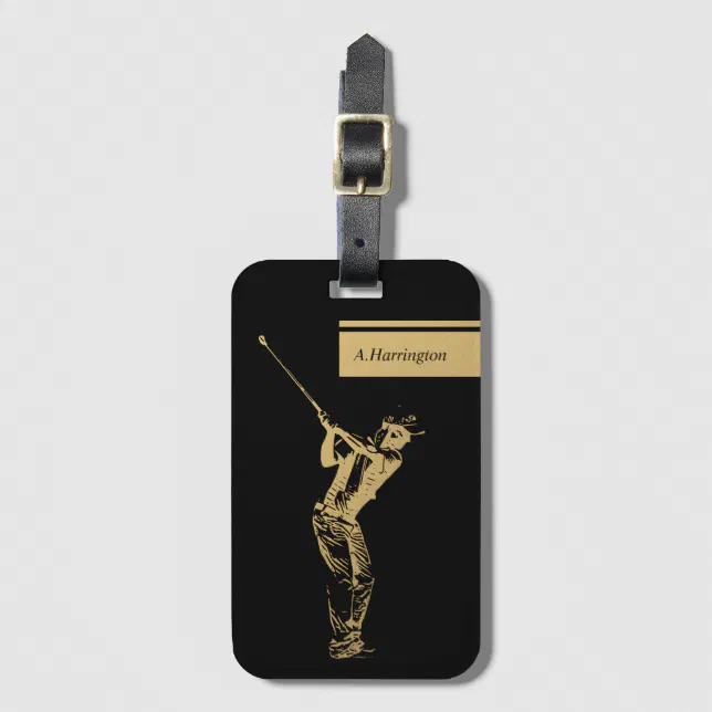 The golden golfer  luggage tag