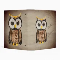 Wood Owl with big eyes Mini Binder