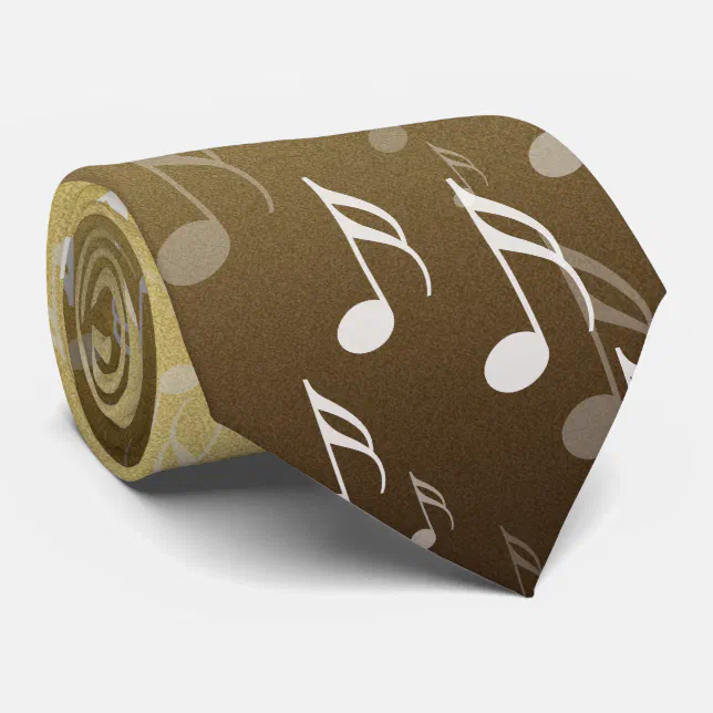 Elegant Musical Notes on a Gold Background Neck Tie