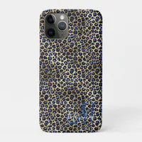 Navy and Gold Cheetah Monogram iPhone 11 Pro Case