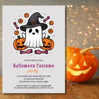 Cute Ghost Kids Halloween Costume Party Invitation