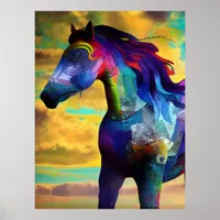 Colorful Mustang Horse Poster