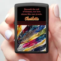 Watercolor Feathers in Harmony Zippo Lighter