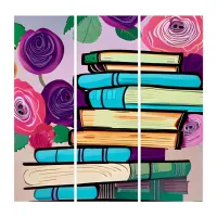 Illustration of Books and Flowers Digital Art