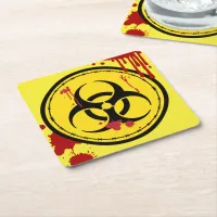 Biohazard Warning Symbol Bloody Paper Coaster