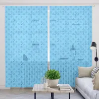 Simple, Blue Anchor Pattern on Light Blue | Sheer Curtains