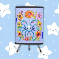 Monogram Boy Name - Cute spider in blue | Tripod Lamp