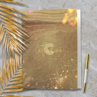 Abstract Fancy Trendy Gold Glitter Name & Initial Pocket Folder
