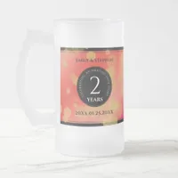 Elegant 2nd Garnet Wedding Anniversary Frosted Glass Beer Mug