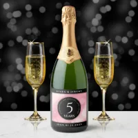 Elegant 5th Rose Quartz Wedding Anniversary Sparkling Wine Label