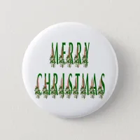 Merry Christmas Candle Font Pinback Button