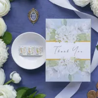 Modern White Rose Blue Floral Thank You Card