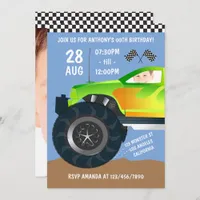 Kids Monster Truck Birthday Party add photo invite