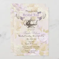 vintage purple floral Bridal Tea Party Invites