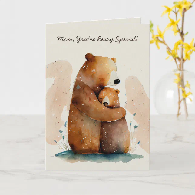 Watercolor Mommy Bear Mother's Day Card