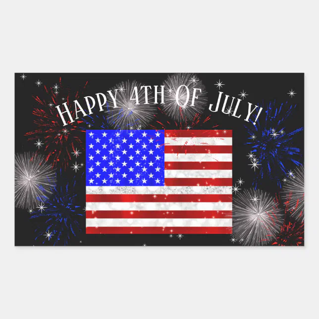 4th of July Celebration - USA flag Rectangular Sticker