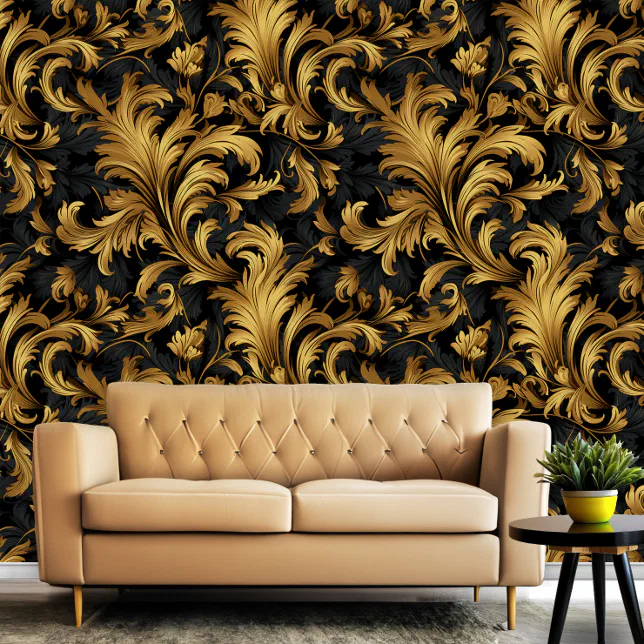 Black and Gold Classy Elegant Pattern Wallpaper