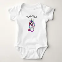 Cute Rainbow Unicorn with Butterfly on Nose Baby Bodysuit