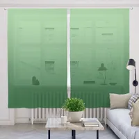 Sage to Forest Green Gradient Sheer Curtains