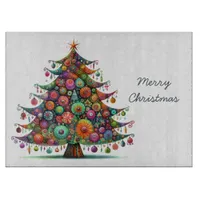 Wacky Whimsical Christmas Tree, Bright Colors, Cutting Board