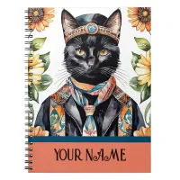 Feline with Scarf Spiral Photo Notebook