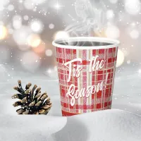 Red Gold Christmas Plaid Pattern#2 ID1009 Paper Cups