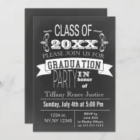 Vintage Chalkboard Graduation party Invitation