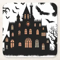 Haunted House Square Paper Coaster