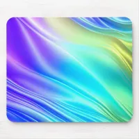 Purple, Blue and Teal Silky Satin Waves Mouse Pad