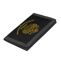 Gold Buffalo Grazing Under The Sun Near Mountains Trifold Wallet