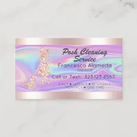 Cleaning Service Pink Glitter Drips & Iridescent Business Card