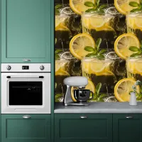 Summer Lemonade with Lemon and Mint Peel and Stick Wallpaper