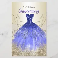 Budget Blue Sparkle Dress Quincea&#241;era Invitation