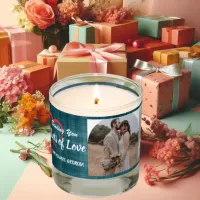 Lots of Love | Silver Green Personalized 3 Photos Scented Candle