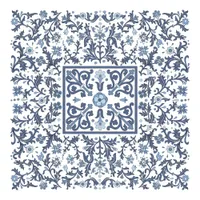 Denim Blue Floral Graphic Pattern