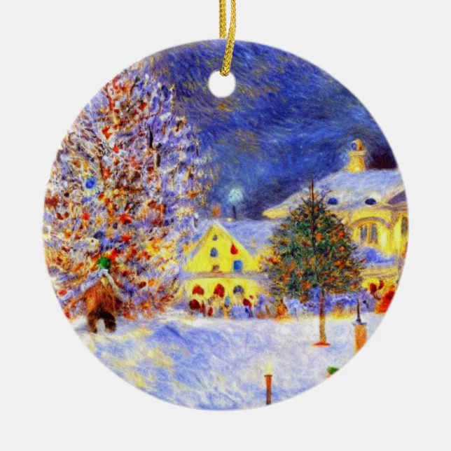 Village en hiver ceramic ornament