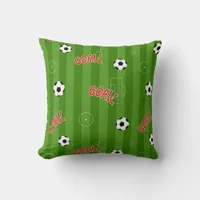 Soccer Player, Football Field Throw Pillow