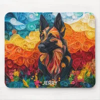 Colorful German Shepherd Dog Portrait Mouse Pad